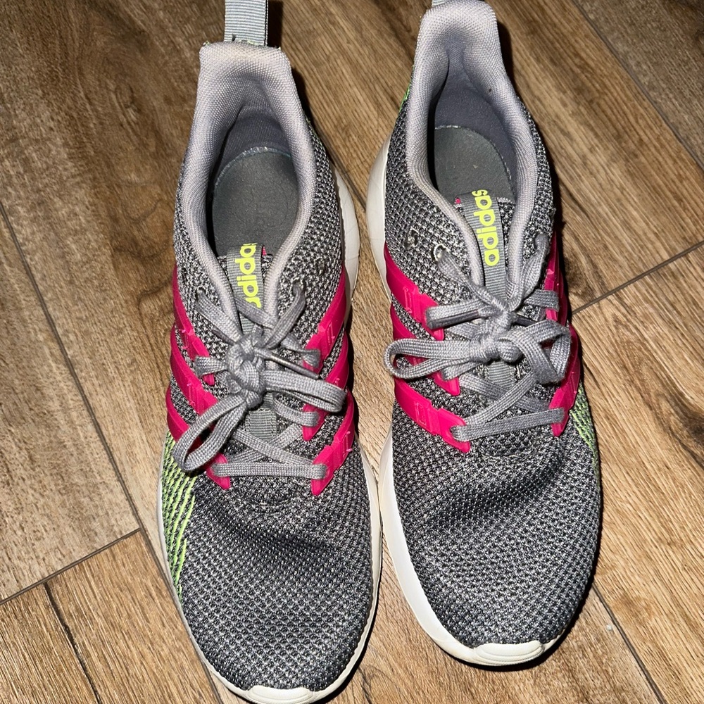 Adidas Gray and Pink Sneakers with Breathable Mesh